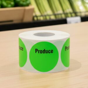 Produce Sticker Round Label with Produce text and room to write