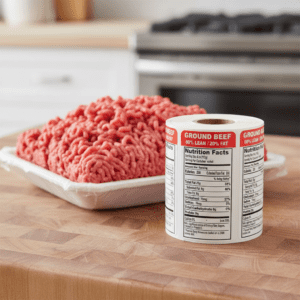 Nutritional Ground Beef Sticker 80 percent lean upright label