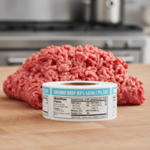 Nutritional Ground Beef Sticker 93 percent lean horizontal label