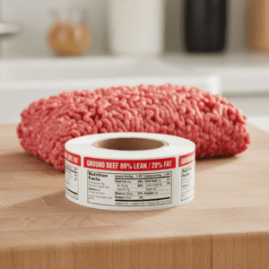 Nutritional Ground Beef Sticker 80 percent lean horizontal label