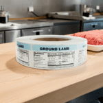 Nutritional Ground lamb Sticker on a horizontal label