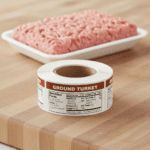 Nutritional Ground turkey Sticker on a horizontal label