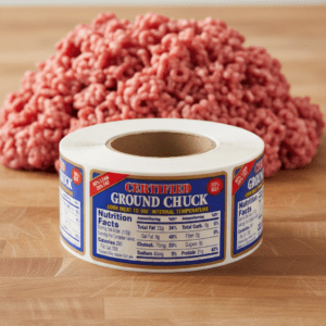 Ground Chuck Nutritional Labels 80 percent lean Sticker