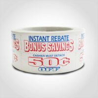 Red, White and Blue 50 Cent Off Label 1 roll of 500 stickers