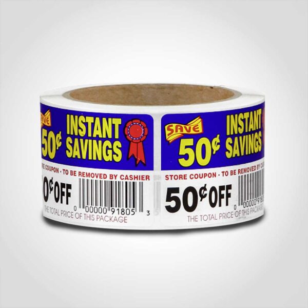 50 Cent Off Instant Savings Label - 1 roll of 250
