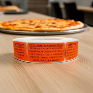 Pizza Cooking Instructions Label Stickers - 425 degrees for 14 to 16 minutes - 1000/roll