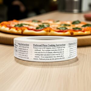 flatbread pizza sticker with instruction on how to bake