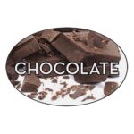 chocolate sticker oval label with chocolate pictured