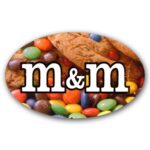 M and M Label, Oval Sticker with MM pictured