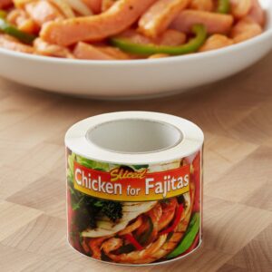 Chicken for Fajitas Label with colorful photo of fajitas on a label