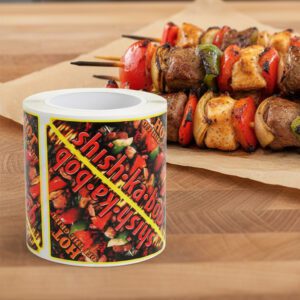 Hot Off The Grill Shish Kabob Label on a roll of 250 stickers