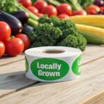 locally grown sticker on an oval label