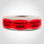 Product of USA sticker on red label