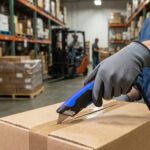 Blue Easy Cut Safety Cutters cutting a box open