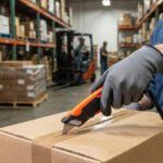 Orange Easy Cut Safety Cutters cutting a box