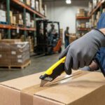 Yellow Easy Cut Safety Cutters cutting a box open