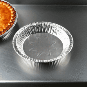 Foil Pie Pan, Pie Tin on metal countertop