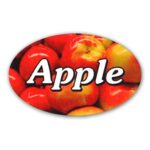 Apple label with apple in background
