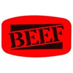 Beef Sticker on a red label for Identifying Beef products