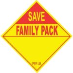 Family Pack Save Coupon label for meat