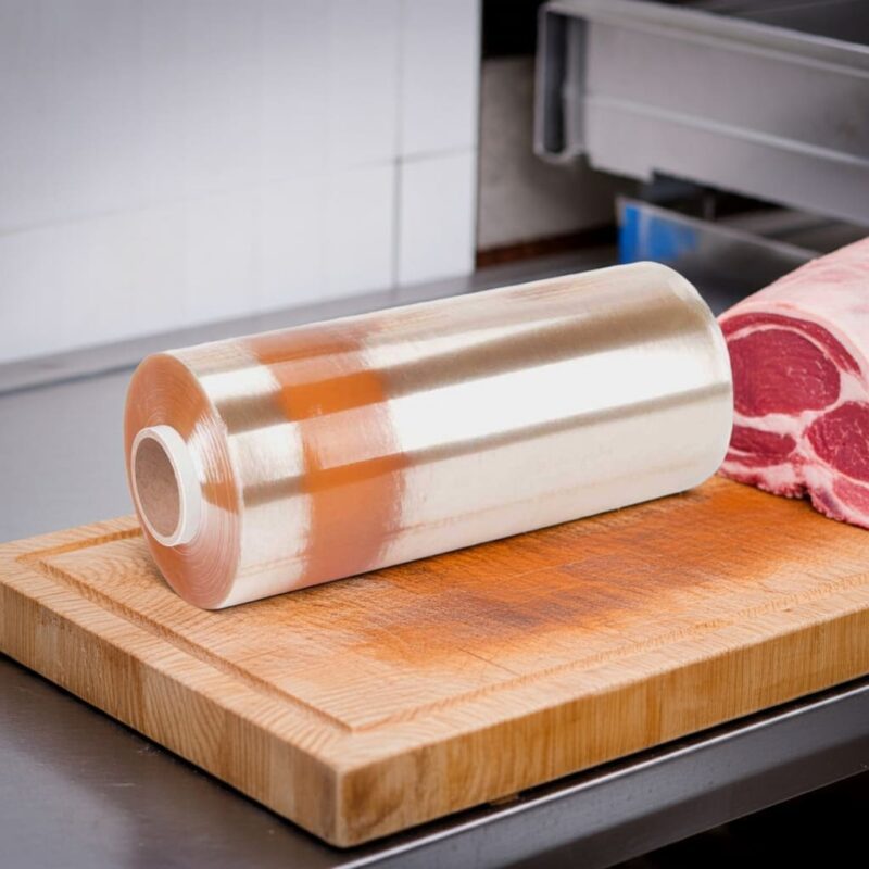 Meat-Film-18_-x-5000′-edited_3 18" meat film roll on a butcher block