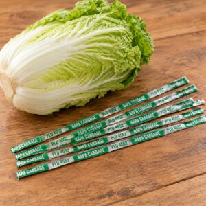 Green foil napa cabbage twist tie, PLU 4552, 18 inch, case of 250