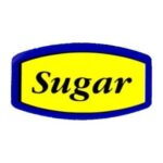Sugar flavor label sticker with blue and yellow print