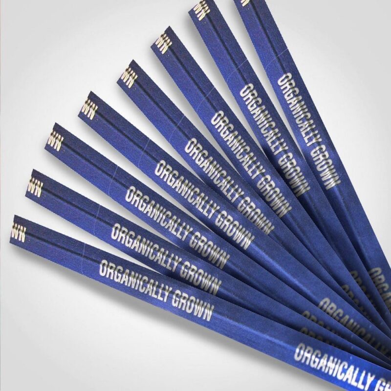 Twist Ties Produce Organically Grown Organically Grown 18", Foil Twist Ties blue with silver foil text
