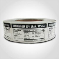 Nutritional Ground Beef 90/10 Label 1 roll of 1000 stickers