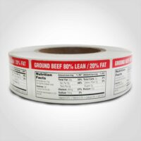 Nutritional Ground Beef 80/20 Label 1 roll of 1000 stickers