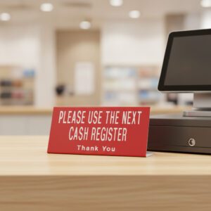 Please use next register sign on a red sign