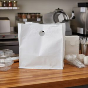 Take Out Plastic Bag for catering sitting on table