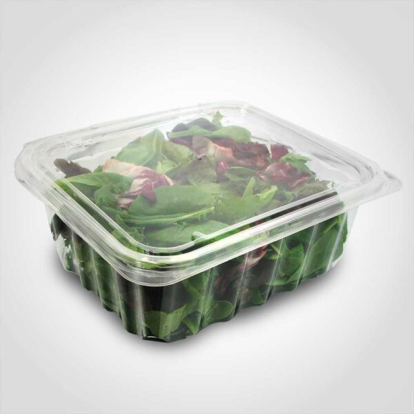 Spinach container for selling leafy produce clear plastic