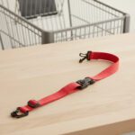 Replacement black shopping cart seat belt with break-resistant buckle