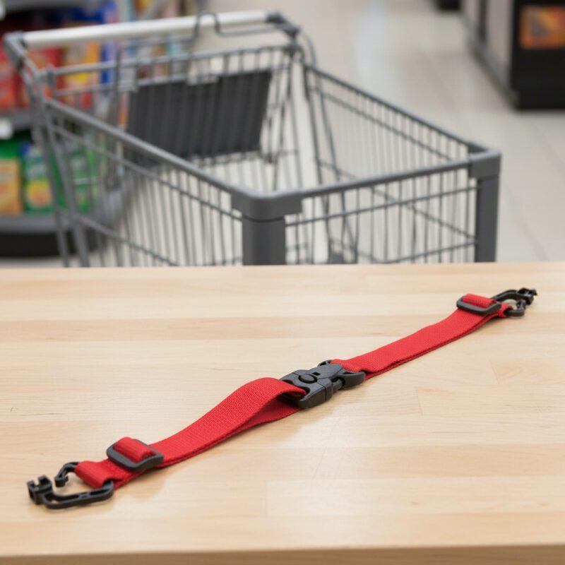 Replacement black shopping cart seat belt with break-resistant buckle 25 pack
