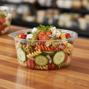 8 oz. Sho Bowl with Hinged Flat Lid for deli takeout