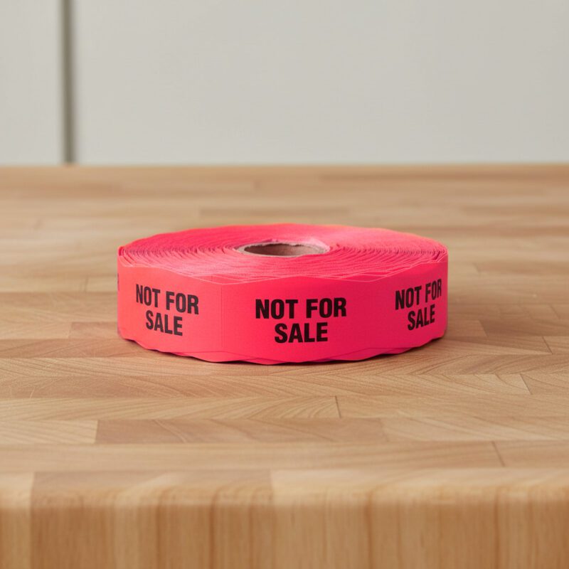 509290-Not-For-Sale-Label-Stickers not for sale stickers on a roll of red labels with black print