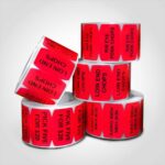 Custom label on red sticker enter your custom text and place your order