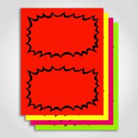 Sign card Blank Ultra Day-Glo Square Cut Bursts 8.5"x 5.5"