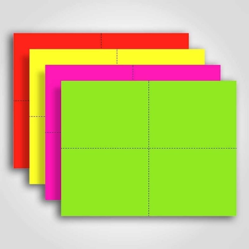 400673 Ultra Day-Glo Fluorescent Assorted Color Sign Card 4.25" x 5.5"