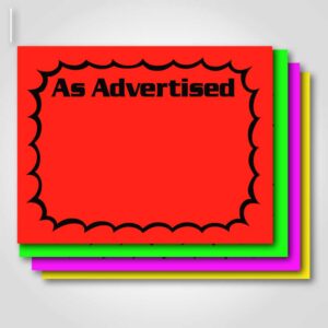 As Advertised Signs Ultra Day-Glo Burst 1 up Sign Card