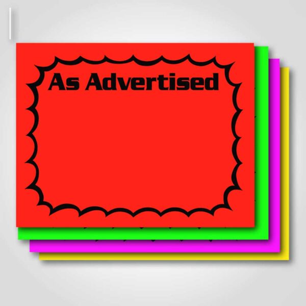 As Advertised Signs Ultra Day-Glo Burst 1 up Sign Card