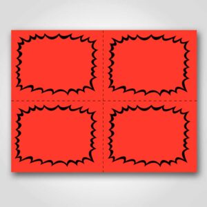 Ultra Day-Glo Square Cut Bursts Blank 4 up Sign Card