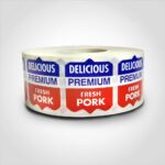Delicious Premium Fresh Pork label - 1000 Pack stickers