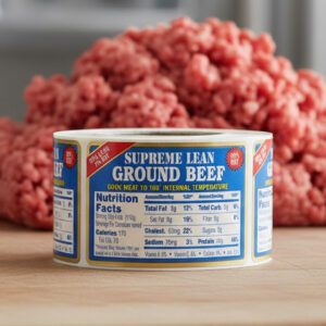 Nutritional Supreme Ground Beef Sticker 93 percent lean label