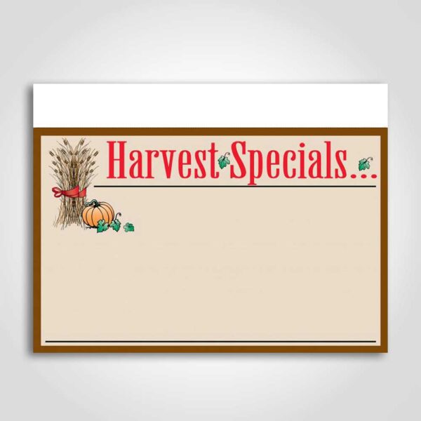 Harvest Specials Sign Card 11" x 7"