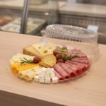 12 inch Clear Flat Elegant Trays with Lid, Deli Tray in a case of 25 trays and lids
