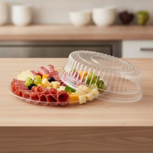 14 inch Clear Flat Elegant Deli Trays with Lid packed 25 per case