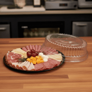 16 inch Black Flat Elegant Deli Trays with Lid
