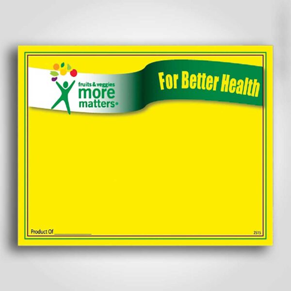 For Better Health Coated Sign cards Yellow 5.5" x 7"